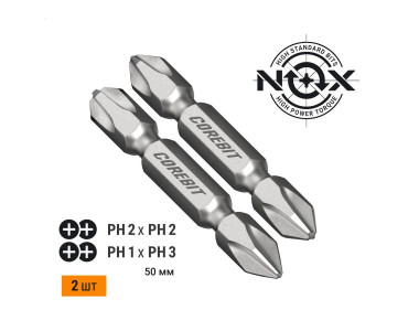 Набор бит COREBIT NOX  SET2 2Х Ph2xPh2, Ph1xPh3-50, 2 шт., карта