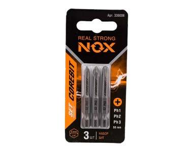 Набор бит COREBIT NOX SET3 E6,3 Ph1,2,3-50, 3 шт., карта Набор бит COREBIT NOX SET3 E6,3 Ph1,2,3-50, 3 шт., карта