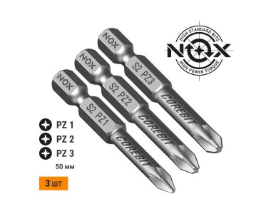 Набор бит COREBIT NOX SET3 E6,3 Pz1,2,3-50, 3 шт., карта