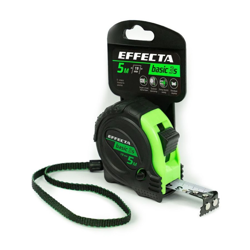 Рулетка с магнитом EFFECTA Basic 3S 5м / 19 мм, 3 стопа Рулетка с магнитом EFFECTA Basic 3S 5м / 19 мм, 3 стопа