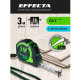 Рулетка EFFECTA Fort  3м/16 мм, магнит, автостоп, лента -2стор шкала- нейлон