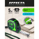 Рулетка EFFECTA Fort  5м/19 мм, магнит, автостоп, лента -2стор шкала- нейлон