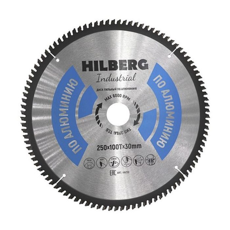 Диск пильный Hilberg Industrial Алюминий HA250, 250 мм