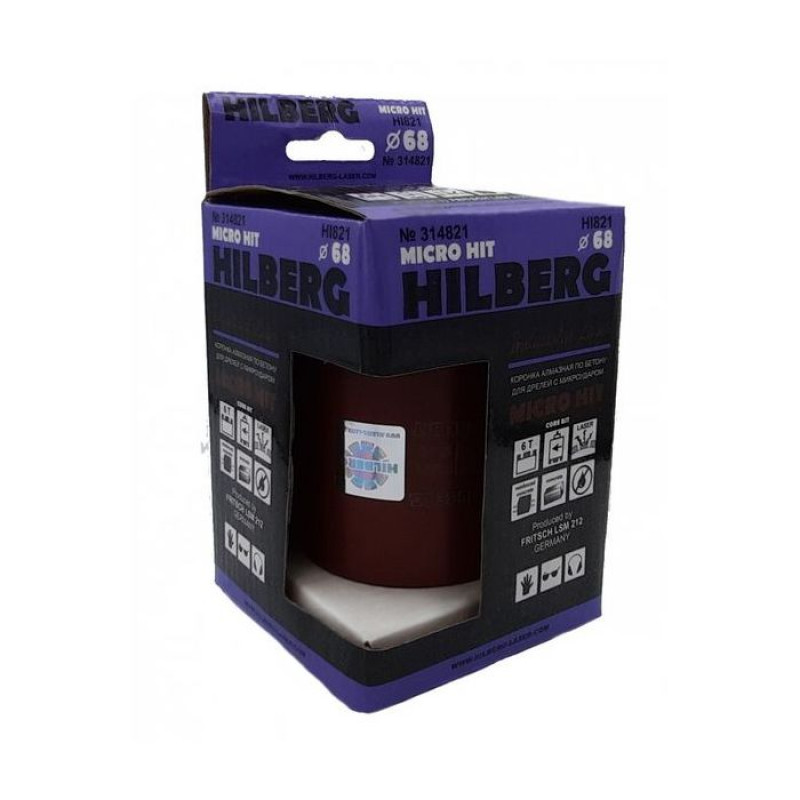 Коронка алмазная Hilberg Industrial Laser Micro Hit HI821, 68 мм Коронка алмазная Hilberg Industrial Laser Micro Hit HI821, 68 мм