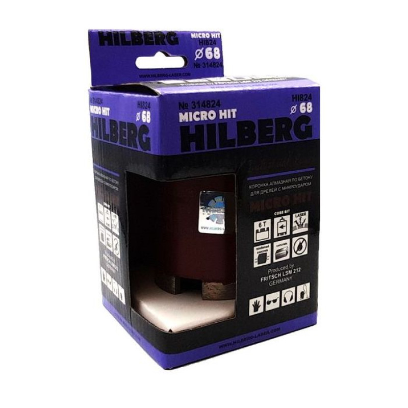 Коронка алмазная Hilberg Industrial Laser Micro Hit Пылеудалитель HI824, 68 мм