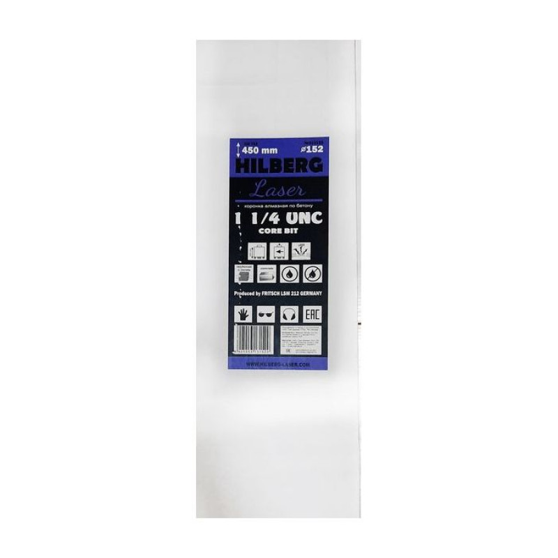 Коронка алмазная Hilberg Laser 1 1/4 UNC HD719, 152 мм Коронка алмазная Hilberg Laser 1 1/4 UNC HD719, 152 мм