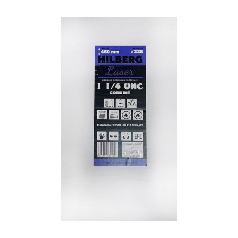 Коронка алмазная Hilberg Laser 1 1/4 UNC HD724, 225 мм Коронка алмазная Hilberg Laser 1 1/4 UNC HD724, 225 мм