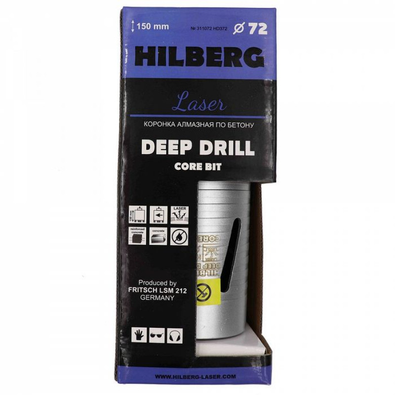 Коронка алмазная Hilberg Laser Deep Drill HD372, 72 мм