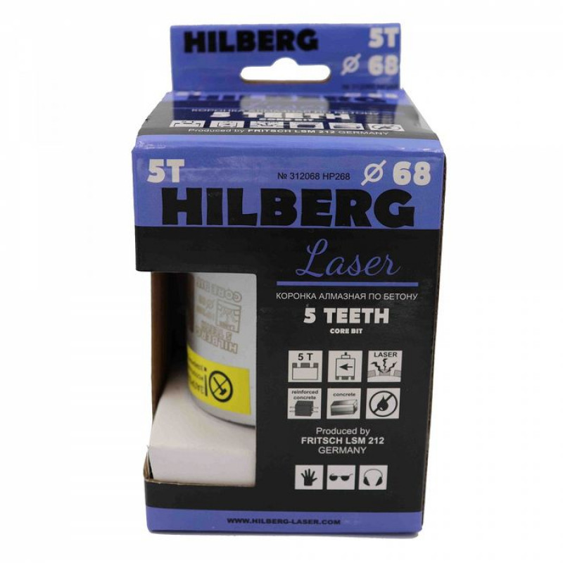 Коронка алмазная Hilberg Laser Five Teeth HP268, 68 мм Коронка алмазная Hilberg Laser Five Teeth HP268, 68 мм