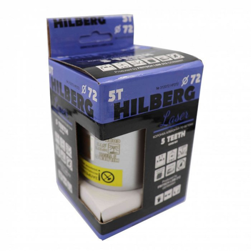 Коронка алмазная Hilberg Laser Five Teeth HP272, 72 мм Коронка алмазная Hilberg Laser Five Teeth HP272, 72 мм