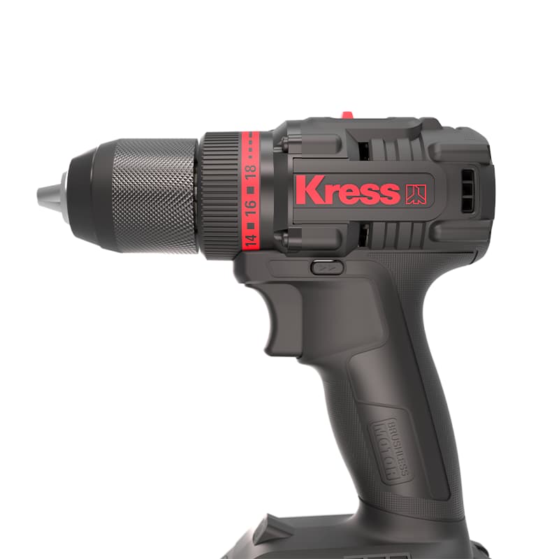 Дрель-шуруповерт аккумуляторная бесщеточная KRESS KUA71, 20В, 60Нм, 4Ач x2, ЗУ кейс