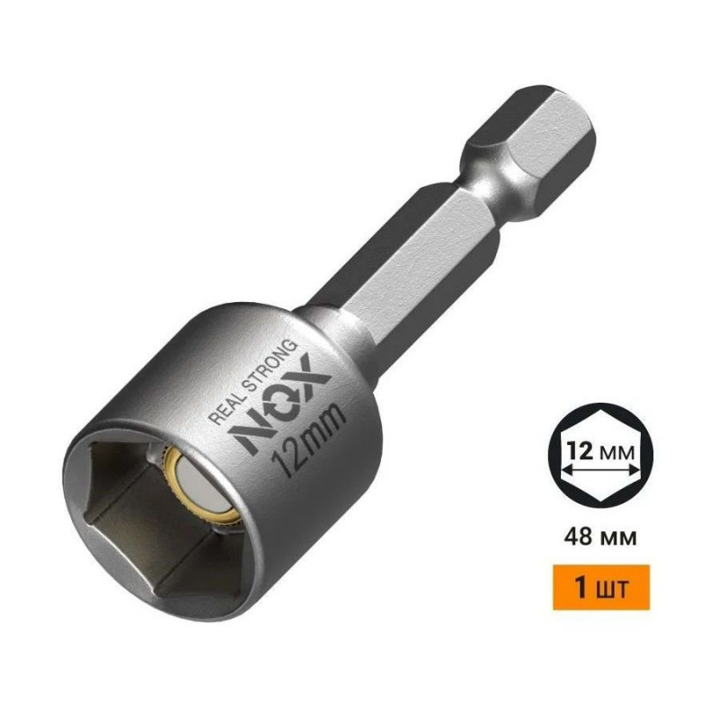 Ключ-насадка магнитная NOX NUT SETTER 12х48 мм, 1 шт., карта Ключ-насадка магнитная NOX NUT SETTER 12х48 мм, 1 шт., карта