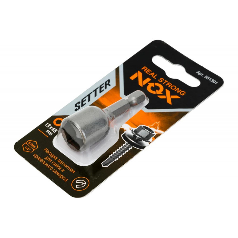 Ключ-насадка магнитная NOX NUT SETTER 13х48 мм, 1 шт., карта Ключ-насадка магнитная NOX NUT SETTER 13х48 мм, 1 шт., карта
