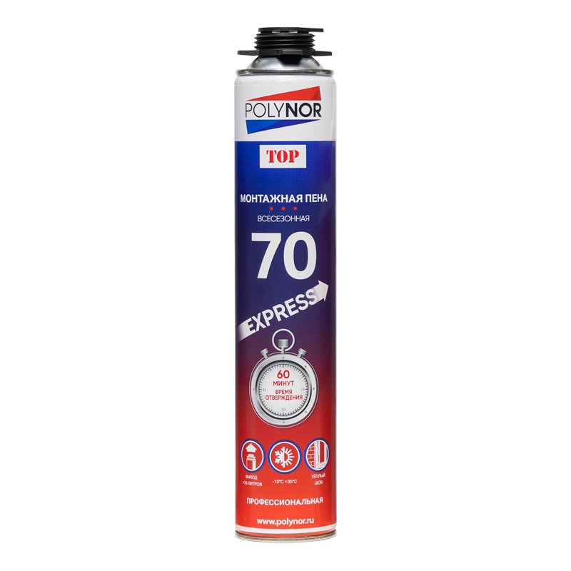 Пена монтажная POLYNOR 70 EXPRESS FOAM всесезонная, до -10°С, ТОР, под пистолет