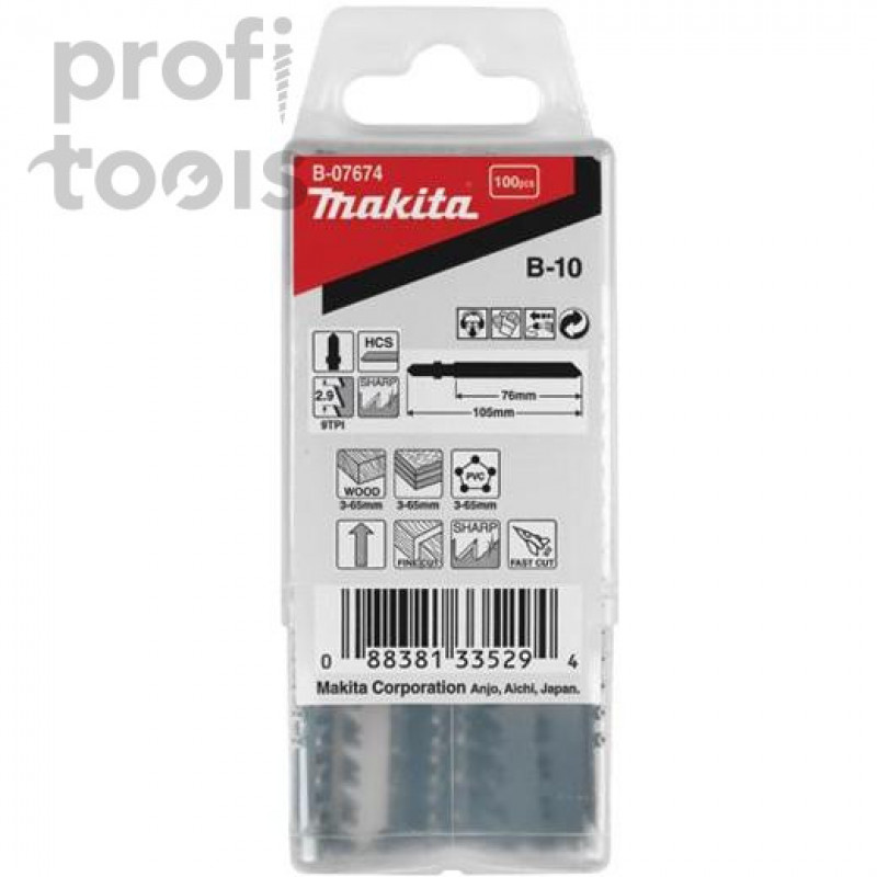 Лобзиковые пилки для дерева Makita B-10 Basic 76 мм, 100 шт [B-07674]