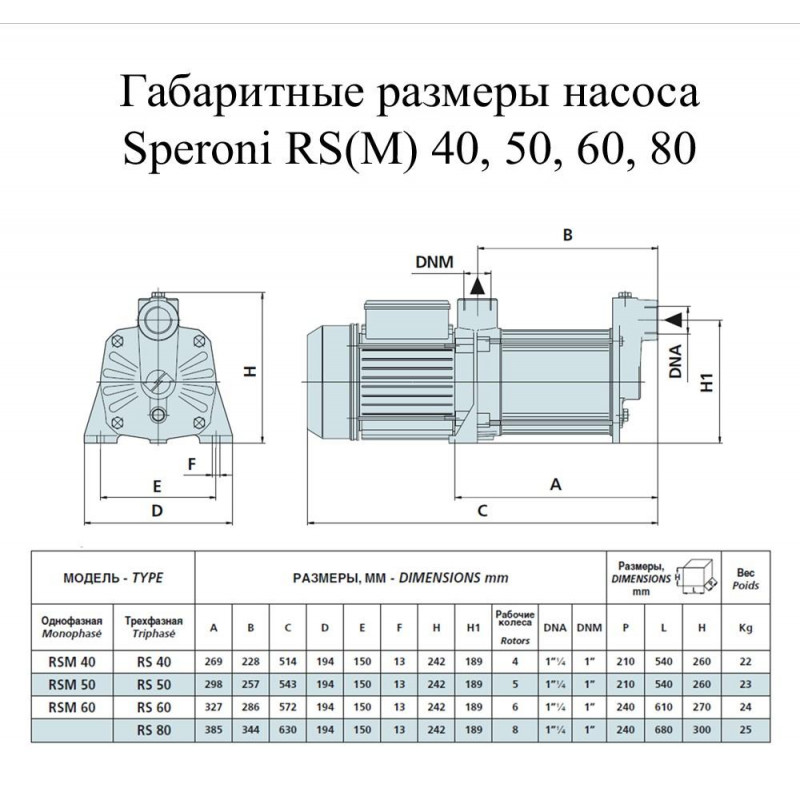 Насос поверхностный Speroni RSM 50