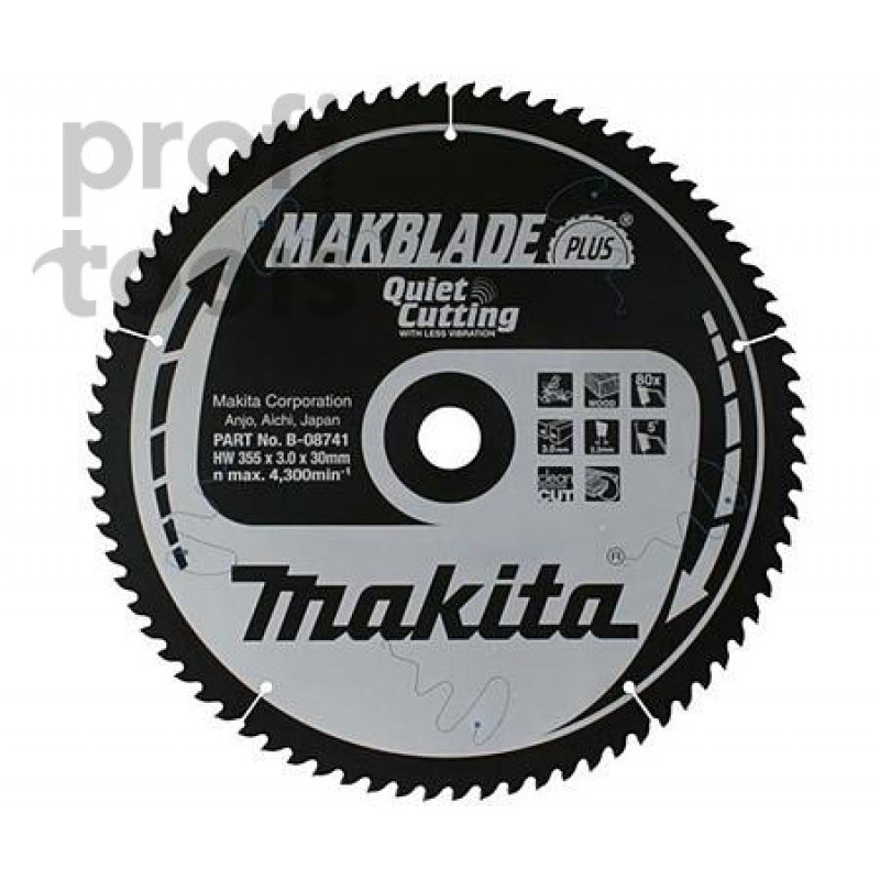 Пильный диск по дереву Makita MakBlade Plus 305х30х1.8х80T