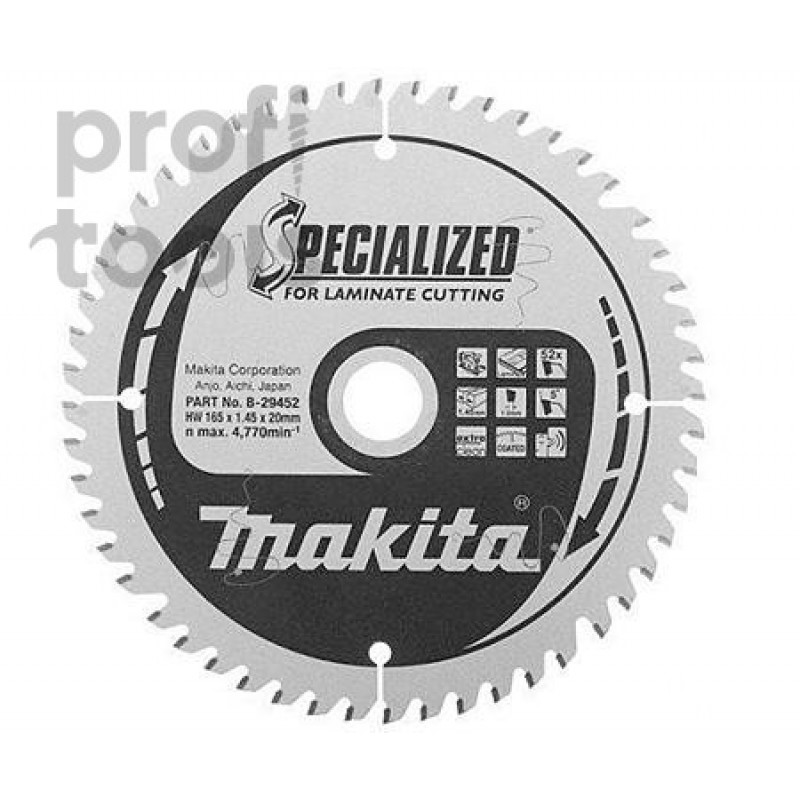 Пильный диск для ламината Makita Specialized 165х20х1.0х52Т