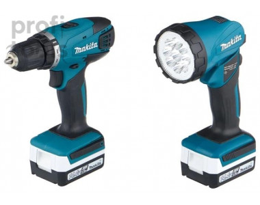 Дрель-шуруповёрт аккумуляторная Makita DF347DWLE + фонарь