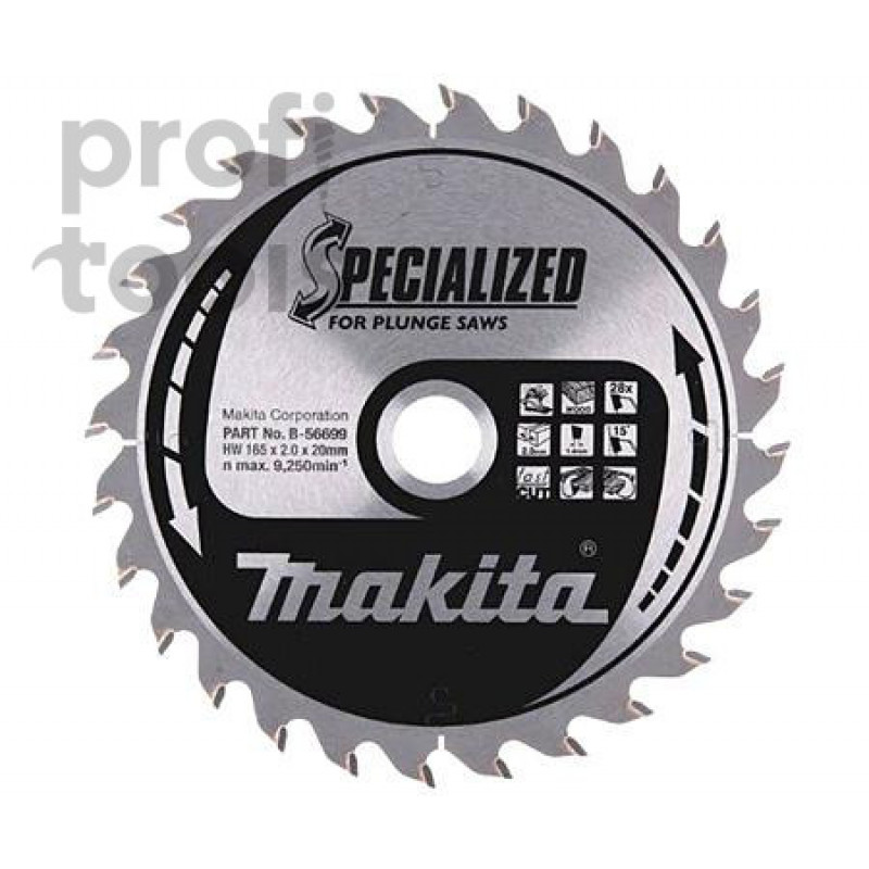 Пильный диск по дереву Makita Specialized 165х20х1.4х28