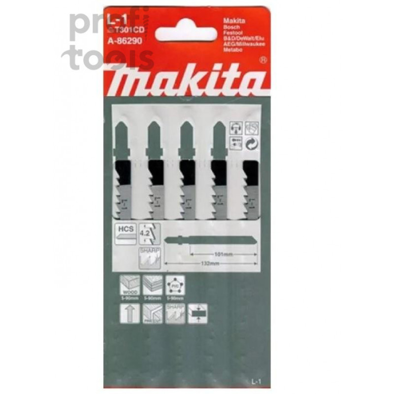 Лобзиковые пилки для дерева Makita L-1 Clean 101 мм, 5 шт [A-86290]