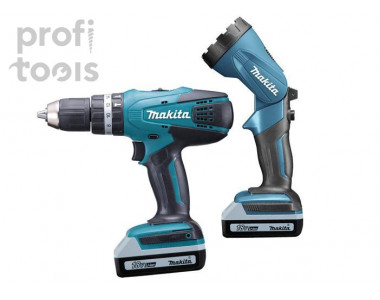 Дрель-шуруповёрт аккумуляторная Makita DF457DWLE + фонарь