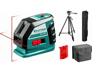 KRAFTOOL CL-70 #3 нивелир лазерный, 20м/70м, IP54, точн. +/-0,2 мм/м, штатив, питание 4хАА, в коробке