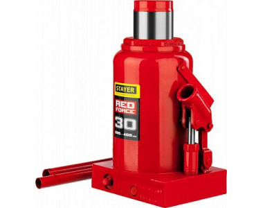 STAYER RED FORCE 30т 285-465мм домкрат бутылочный гидравлический STAYER RED FORCE 30т 285-465мм домкрат бутылочный гидравлический