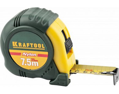 KRAFTOOL NYLON 7,5м / 25мм рулетка с ударостойким обрезиненным корпусом KRAFTOOL NYLON 7,5м / 25мм рулетка с ударостойким обрезиненным корпусом