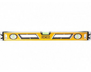 Уровень JCB коробчатый, 2 фрезерованные базовые поверхности, 3 ампулы, крашенный, с ручками, 0,5мм/м, 180см Уровень JCB коробчатый, 2 фрезерованные базовые поверхности, 3 ампулы, крашенный, с ручками, 0,5мм/м, 180см