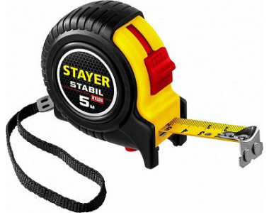STAYER STABIL 5м / 19мм профессиональная рулетка в ударостойком обрезиненном корпусе  с двумя фиксаторами