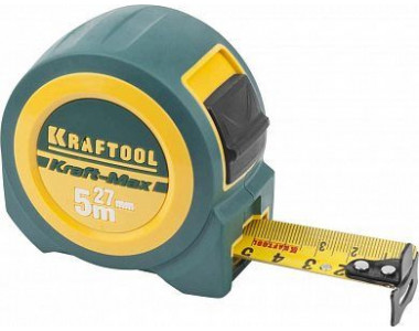 KRAFTOOL "Kraft-Max" 8м / 27мм мощная профессиональная рулетка со сверхшироким полотном KRAFTOOL "Kraft-Max" 8м / 27мм мощная профессиональная рулетка со сверхшироким полотном