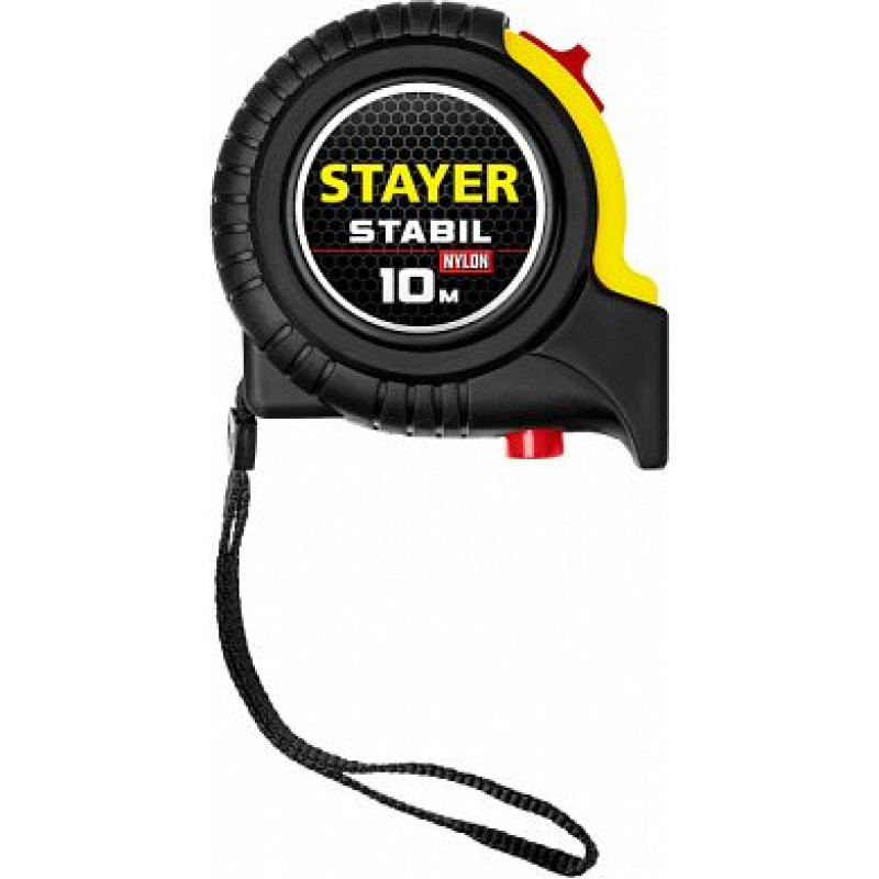 STAYER STABIL 10м / 25мм профессиональная рулетка в ударостойком обрезиненном корпусе  с двумя фиксаторами