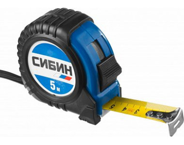 СИБИН  5м / 19мм рулетка в ударостойком обрезиненном корпусе