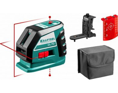 KRAFTOOL CL-70 #2 нивелир лазерный, 20м/70м, IP54, точн. +/-0,2 мм/м, держатель, питание 4хАА, в коробке
